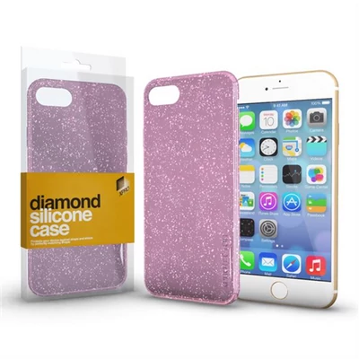 Szilikon tok (Diamond) Pink Apple iPhone 7 / 8 / SE (2020) készülékhez