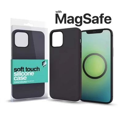 MagSafe rögzítésű Soft Touch Szilikon tok Apple Iphone 15 Pro Max éjfekete
