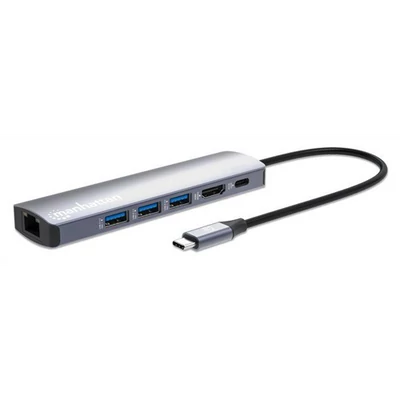 Manhattan USB-C Dock 100W Ethernet, HDMI, USB-A (x3) and USB-C