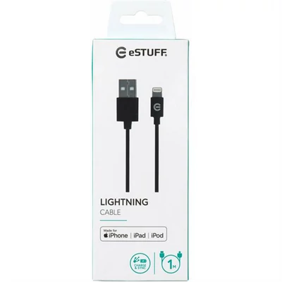 Lightning Cable MFI 1m Fekete ES80110-BLACK