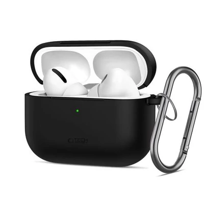 AirPods Pro 3 szilikon tok fekete karabíneres