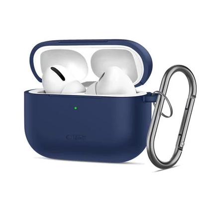 AirPods Pro 3 szilikon tok sötétkék karabíneres