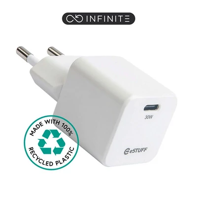 INFINITE USB-C Charger EU PD , 30W GaN. 1 x USB-C. White