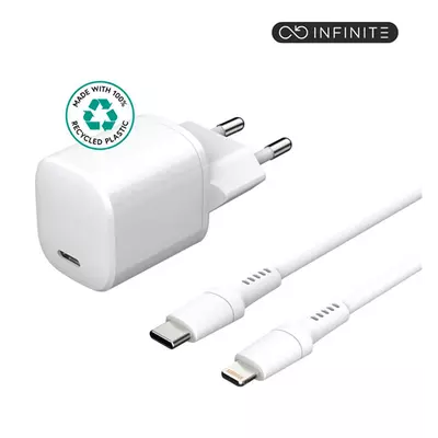 INFINITE Charger Kit PD 20W , charger with 1,5m USB-C to Lightning cable
