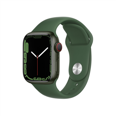 Apple Watch S7 GPS, 45mm Green Aluminium Case with Clover Sport Band - Regular