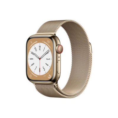 Apple Watch Series 8 GPS + Cellular – 41 mm-es aranyszínű rozsdamentesacél tok, aranyszínű milánói szíj