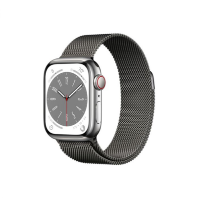 Apple Watch Series 8 GPS + Cellular – 41 mm-es grafitszínű rozsdamentesacél tok, grafitszínű milánói szíj
