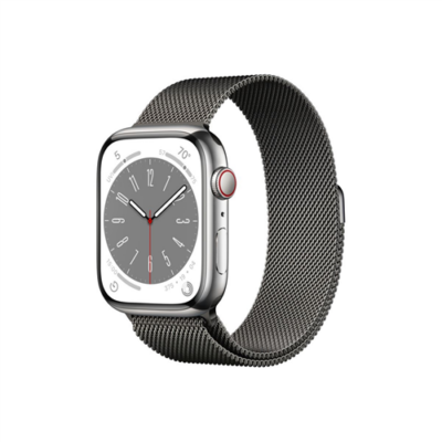Apple Watch Series 8 GPS + Cellular – 45 mm-es grafitszínű rozsdamentesacél tok, grafitszínű milánói szíj