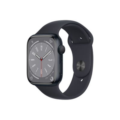 Apple Watch Series 8 GPS – 45 mm-es éjfekete alumíniumtok, éjfekete sportszíj