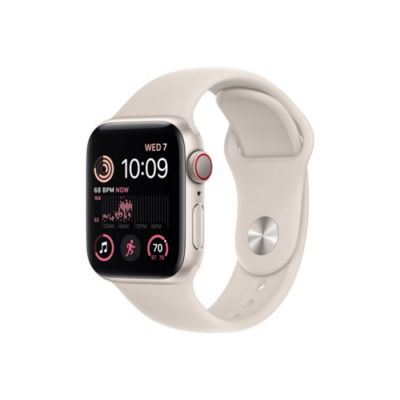Apple Watch SE (2022) GPS + Cellular – 40 mm-es csillagfény alumíniumtok, csillagfény sportszíj