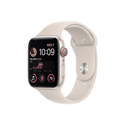 Apple Watch SE (2022) GPS + Cellular – 44 mm-es csillagfény alumíniumtok, csillagfény sportszíj