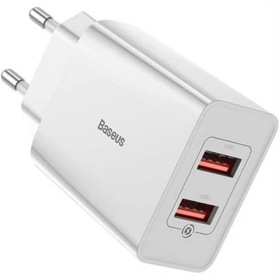 Baseus Speed PPS 2XUSB hálózati gyorstöltővég 30W fehér