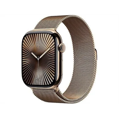 Apple Watch S10 Cellular 46mm Gold Titanium Case with Gold Milanese Loop - S/M