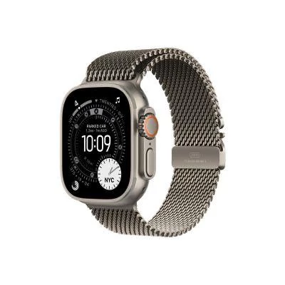 Apple Watch Ultra 3 Cellular 49mm Natural Titanium Case with Natural Titanium Milanese Loop - Large