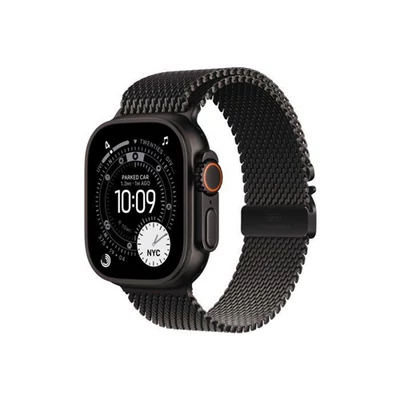 Apple Watch Ultra 3 Cellular 49mm Black Titanium Case with Black Titanium Milanese Loop - Medium