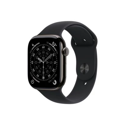 Apple Watch S11 Cellular 42mm Slate Titanium Case with Black Sport Band - S/M