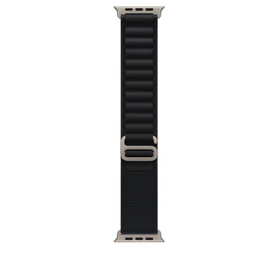 Apple Watch 49mm Loop:  Black Alpine Loop - Medium - Natural Titanium Finish