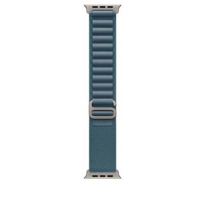 Apple Watch 49mm Loop:  Light Blue Alpine Loop - Large - Natural Titanium Finish