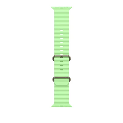 Apple Watch 49mm Band:  Neon Green Ocean Band - Natural Titanium Finish