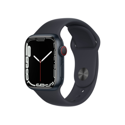 Apple Watch S7 Cellular, 41mm Midnight Aluminium Case with Midnight Sport Band - Regular