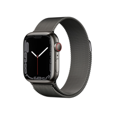 Apple Watch S7 Cellular, 41mm Graphite Stainless Steel Case with Graphite Milanese Loop