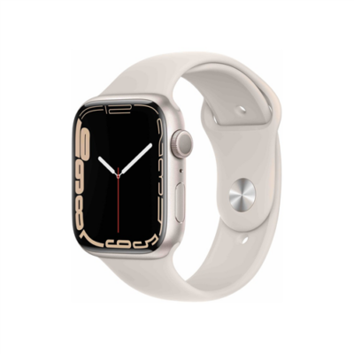 Apple Watch S7 Cellular, 45mm Starlight Aluminium Case with Starlight Sport Band - Regular