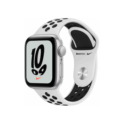 Apple Watch Nike SE (v2) GPS, 40mm Silver Aluminium Case with Pure Platinum/Black Nike Sport Band - Regular