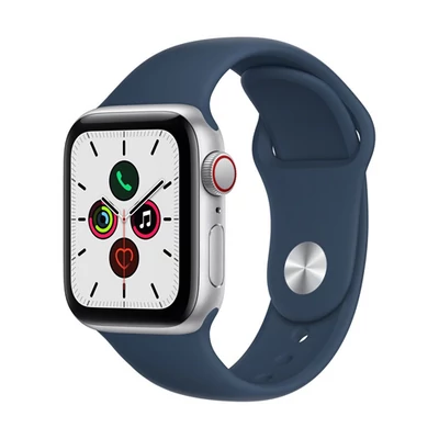 Apple Watch SE (v2) Cellular, 40mm Silver Aluminium Case with Abyss Blue Sport Band - Regular