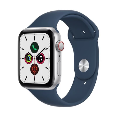 Apple Watch SE (v2) Cellular, 44mm Silver Aluminium Case with Abyss Blue Sport Band - Regular