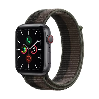 Apple Watch SE (v2) Cellular, 44mm Space Grey Aluminium Case with Tornado/Grey Sport Loop