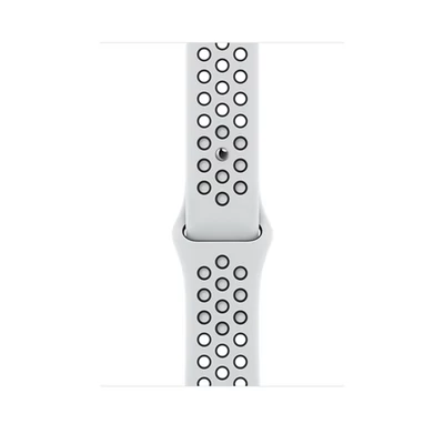 Apple Watch 45mm Nike Band:  Pure Platinum/Black Nike Sport Band - Regular