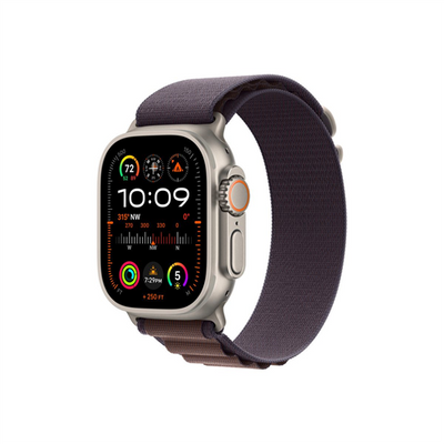 Apple Watch Ultra2 Cellular, 49mm Titanium Case w Indigo Alpine Loop - Large