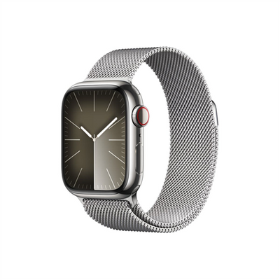 Apple Watch S9 Cellular 41mm Silver Stainless Steel Case w Silver Milanese Loop