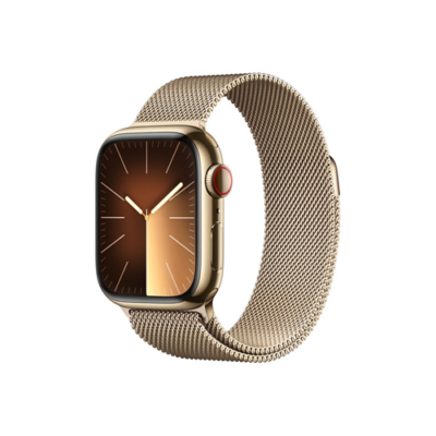 Apple Watch S9 Cellular 41mm Gold Stainless Steel Case w Gold Milanese Loop