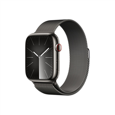 Apple Watch S9 Cellular 45mm Graphite Stainless Steel Case w Graphite Milanese Loop