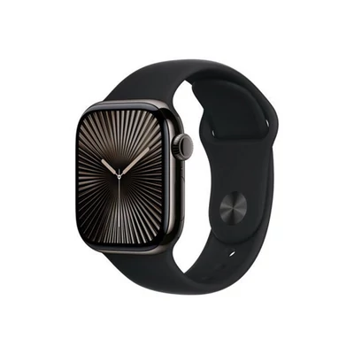 Apple Watch S10 Cellular 46mm Slate Titanium Case with Black Sport Band - S/M