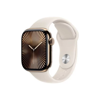 Apple Watch S10 Cellular 42mm Gold Titanium Case with Starlight Sport Band - S/M