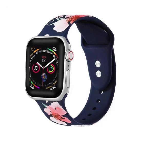 Óraszíj szilikon kék virágmintás watch 38mm/40mm/41mm