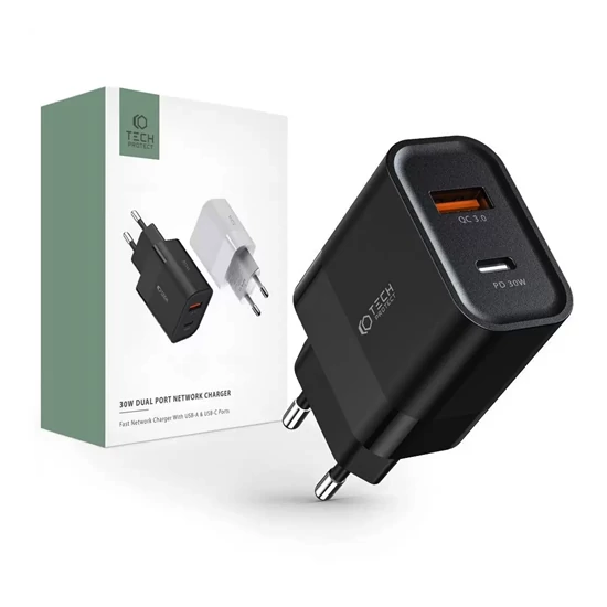 Tech-Protect C 30W Töltő adapter -  fekete