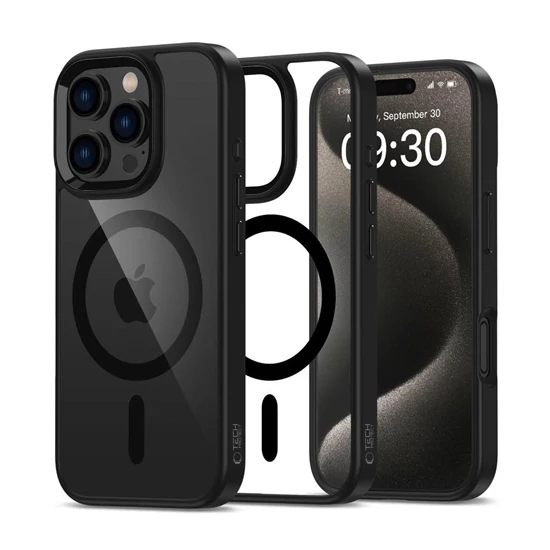 Tech Protect fekete/átlátszó Magsafe tok iPhone 16 Pro