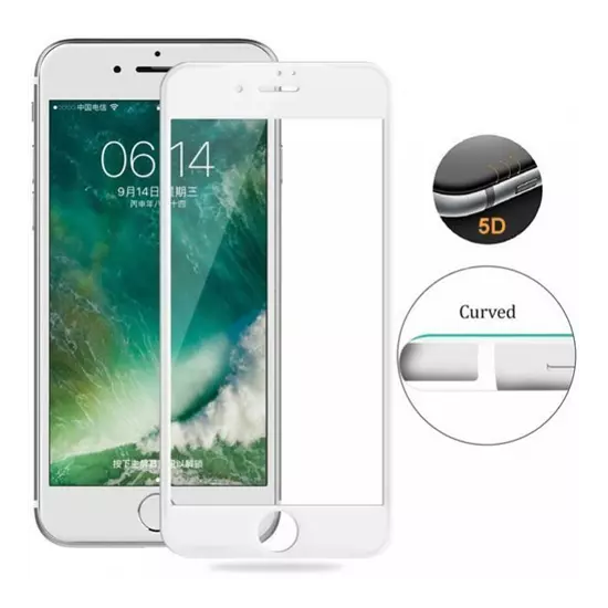 5D Screen Protection Glass For iPhone 6/7/8 Curved White
