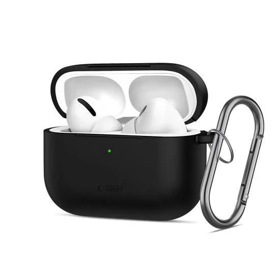 AirPods Pro 3 szilikon tok fekete karabíneres