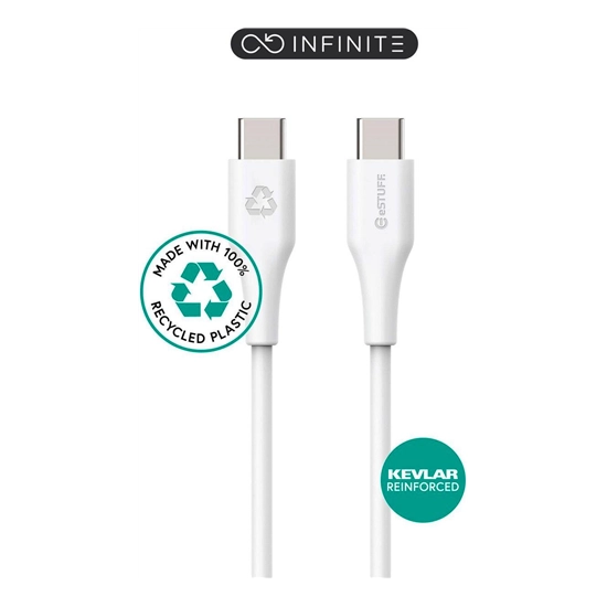 INFINITE USB-C to USB-C Cable , 3m White. Recycled Plastic. Super Soft