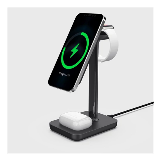 3in1 Magnetic Wireless charger, Space grey alu/plastic