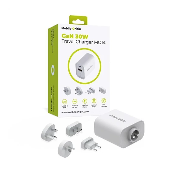 Mobile Origin GaN 30W Travel Charger MO14, EU,USA,UK,AUS