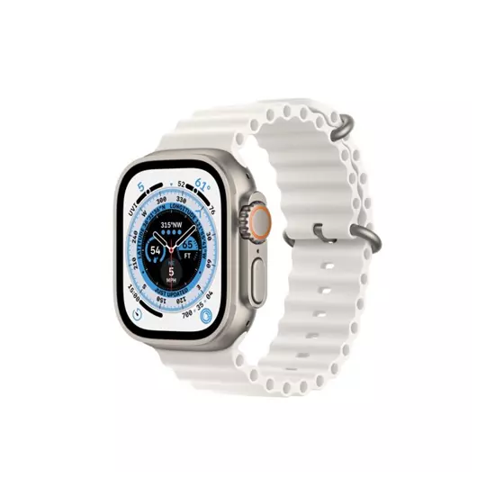 Apple Watch Ultra GPS + Cellular – 49 mm-es titántok, fehér óceán szíj