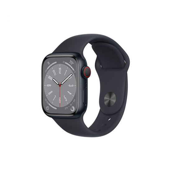 Apple Watch Series 8 GPS + Cellular – 41 mm-es grafitszínű rozsdamentesacél tok, éjfekete sportszíj