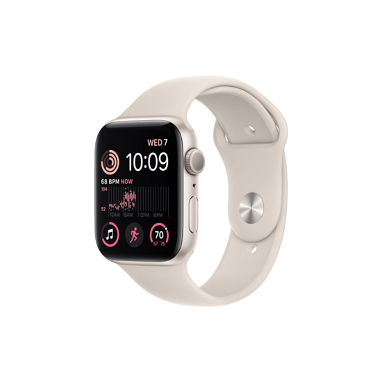 Apple Watch SE (2022) GPS – 44 mm-es csillagfény alumíniumtok, csillagfény sportszíj