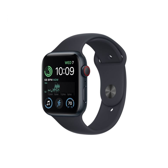 Apple Watch SE (2022) GPS + Cellular – 44 mm-es éjfekete alumíniumtok, éjfekete sportszíj