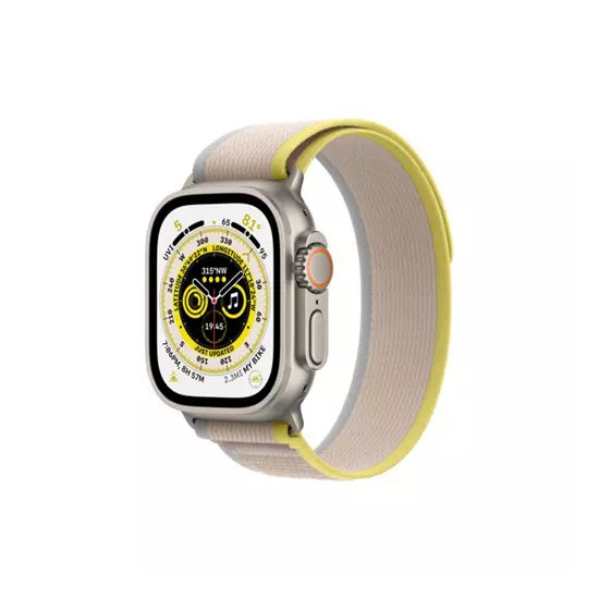 Apple Watch Ultra GPS + Cellular – 49 mm-es titántok, sárga-bézs terep pánt (M/L)